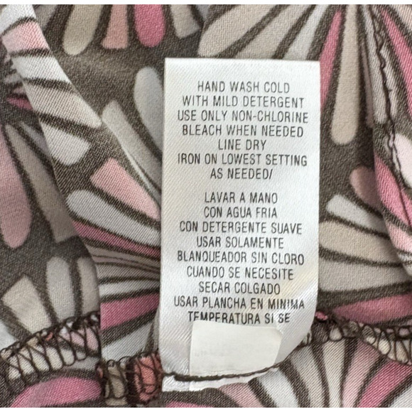 Studio 1 Midi Dress Sz 10 Medium Pink Brown Retro Y2K V Neck Ruched Waist - Picture 9 of 10